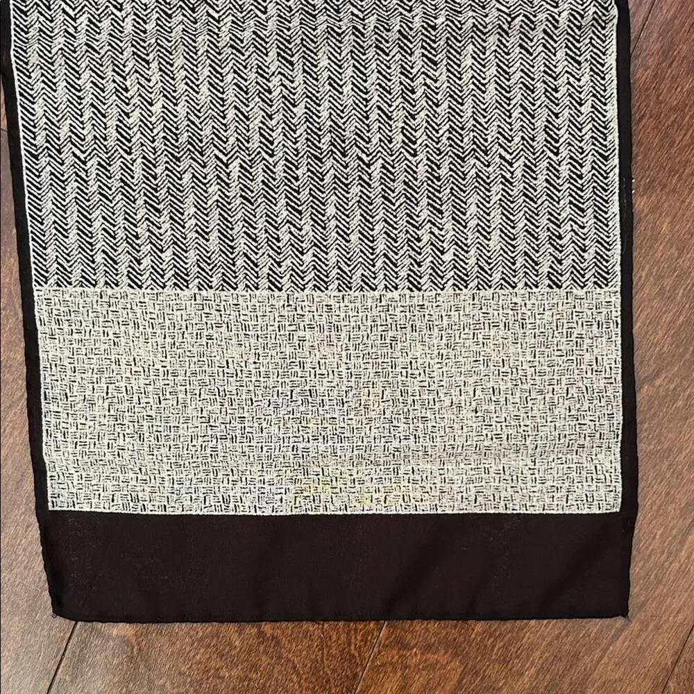 Hand Rolled Neutral Black and Taupe Rectangle Scarf, Lightweight and Versatile